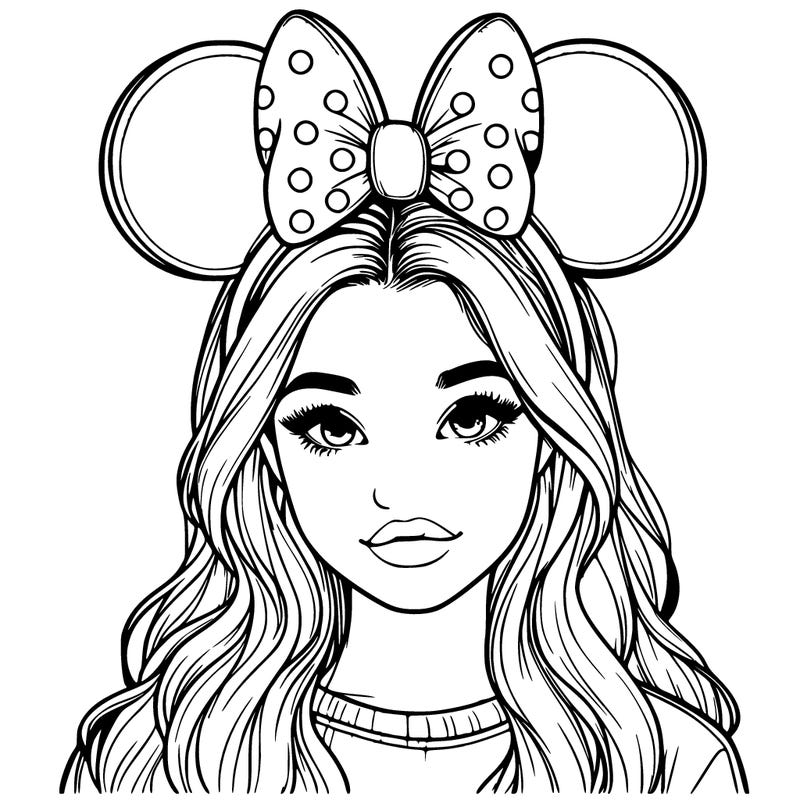 aesthetic realistic girl wearing mickey mouse ears