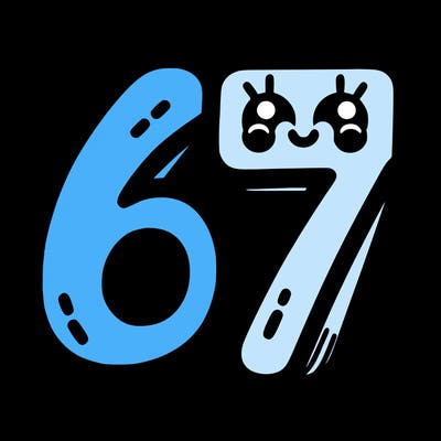 the numbers 67