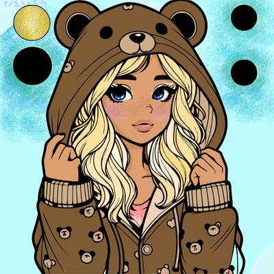 realistic girl in a animal pjs hoodie