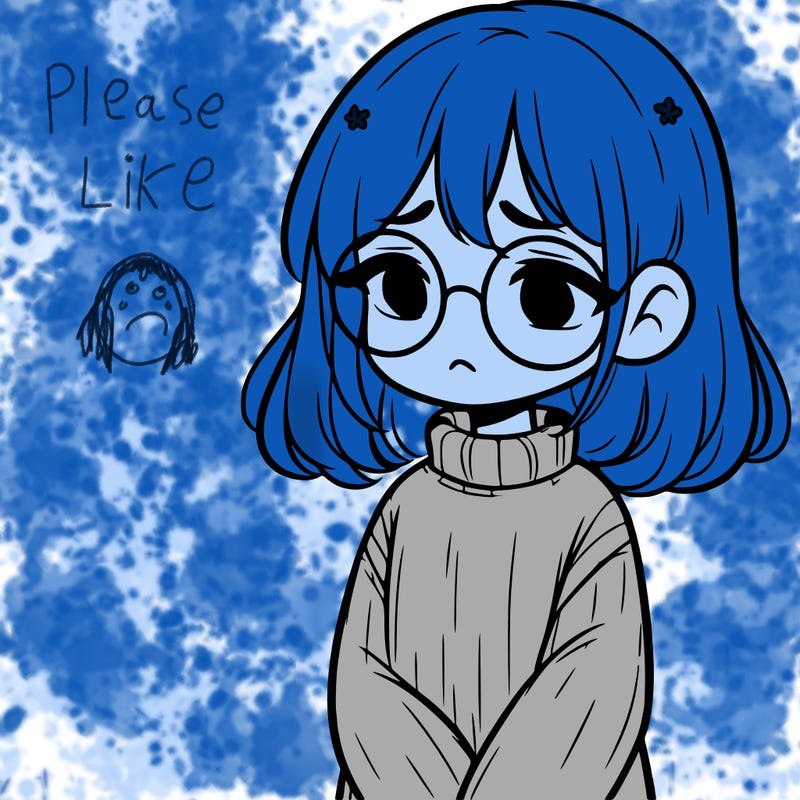 sad girl with glasses in a sweater