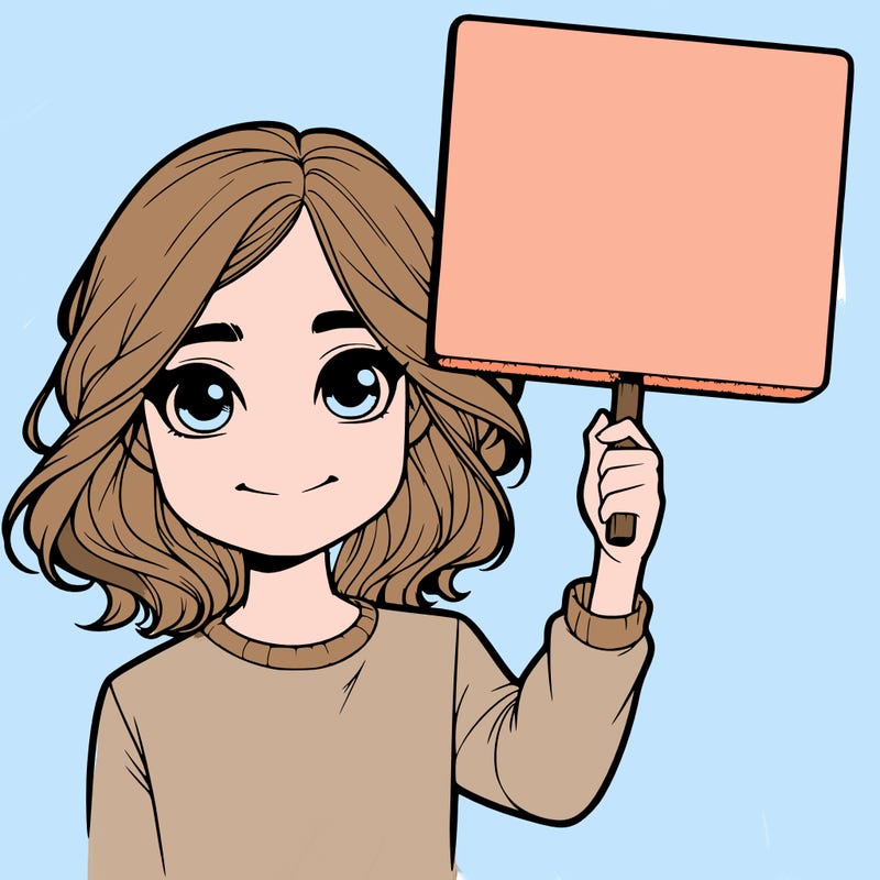 realistic girl holding up a sign
