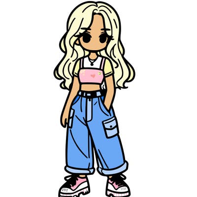 girl in crop top and baggy pants