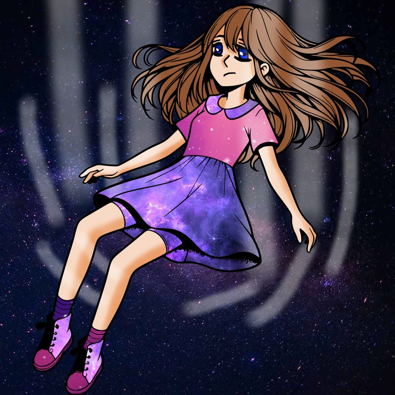 realistic girl floating