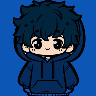 cute boy in oversized hoodie with fluffy two toned hair