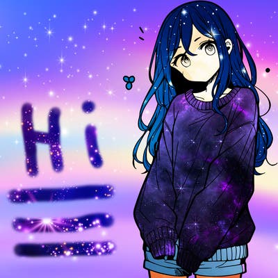 manga teen girl  in a sweater and baggy pants