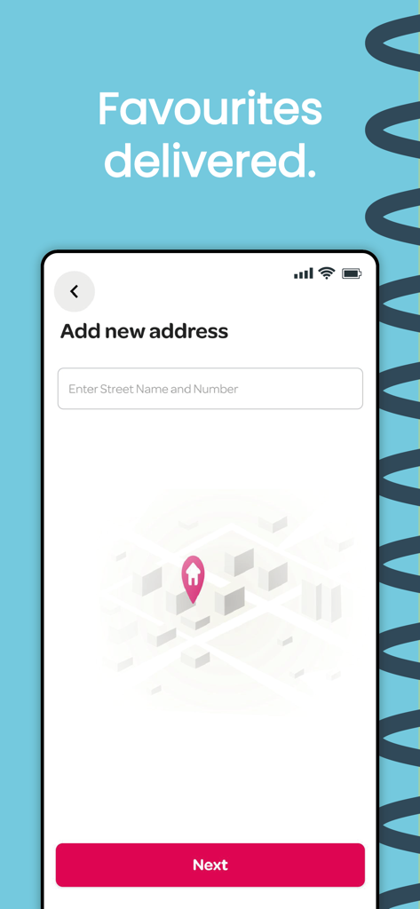 The add new address screen of the Ding Kosher food delivery app showing a map pin and input field