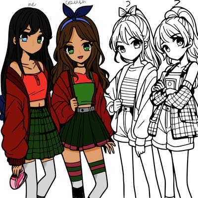 teen manga girls group of 4