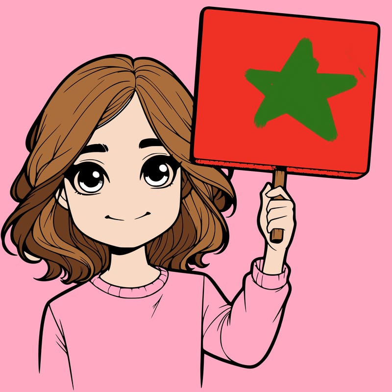 realistic girl holding up a sign