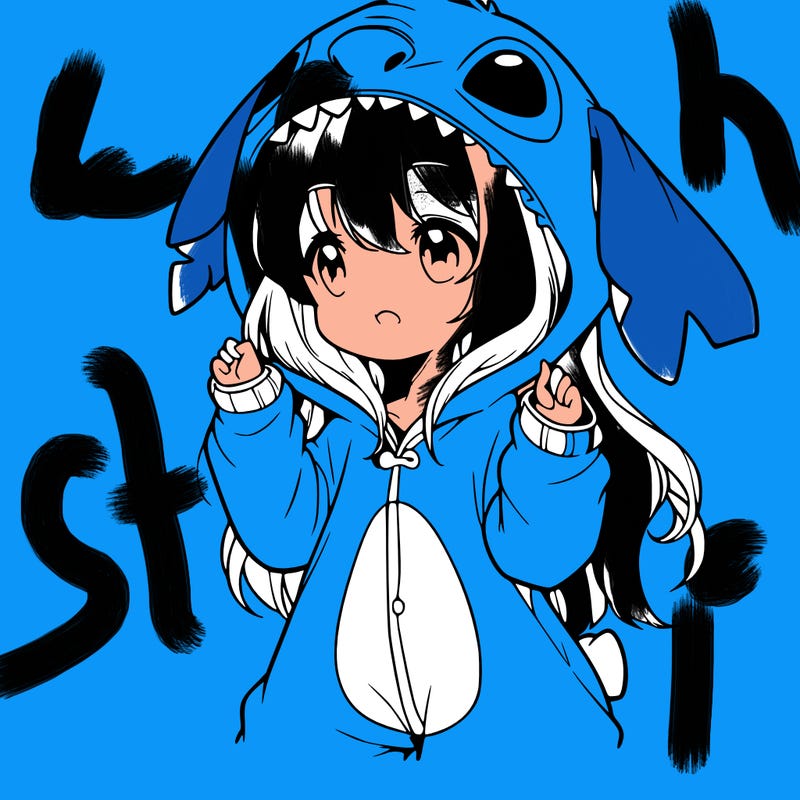anime girl in a stitch onsie