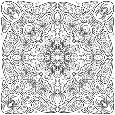 Delve into the ancient world with this mesmerizing amber spiders mandala coloring page. Its intricate design, featuring fossilized spiders and delicate webs, offers a unique and engaging artistic escape.