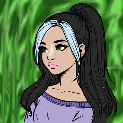 realistic girl with a high ponytail