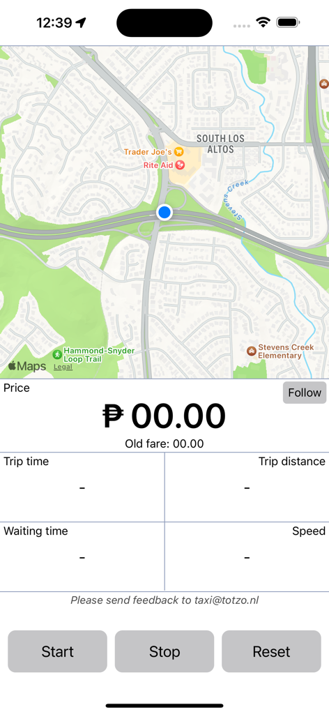 Manila Taxi-meter - Manila Taxi-meter app interface with fare calculator and map