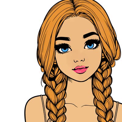realistic girl with braids