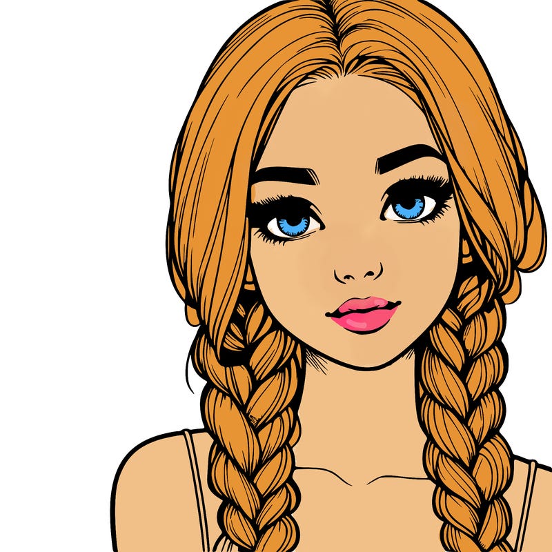 realistic girl with braids