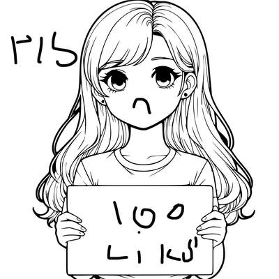 realistic girl holding a sign