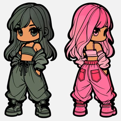 girl in crop top and baggy pants