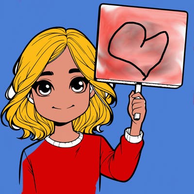 realistic girl holding up a sign