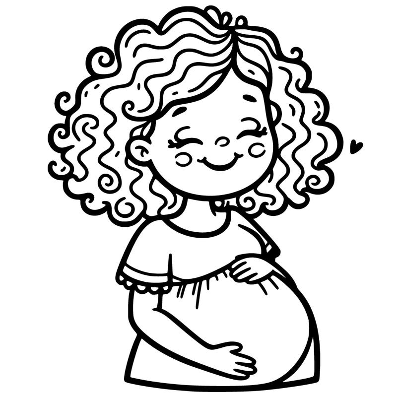 pregnant girl smiling with curly hair
