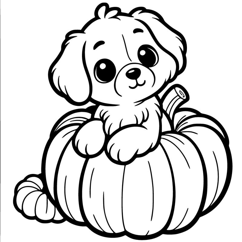 a puppy in a pumkin