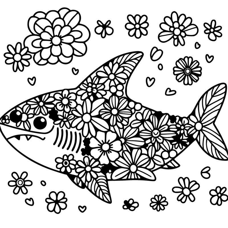 shark made out of flowers