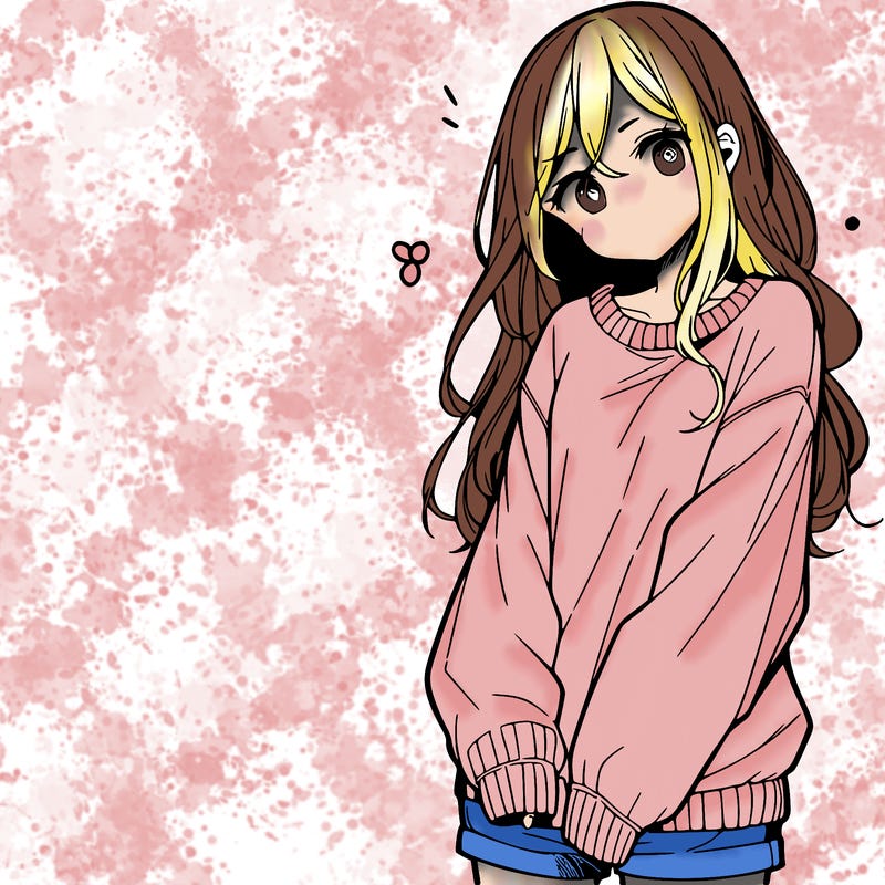 manga teen girl  in a sweater and baggy pants