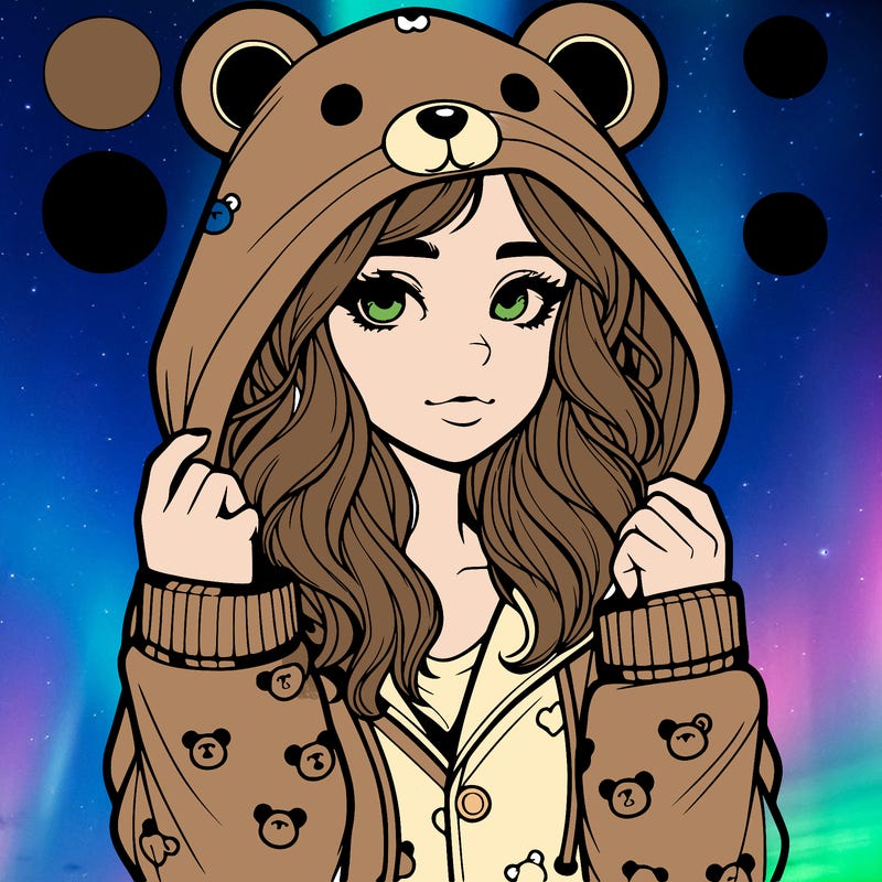 realistic girl in a animal pjs hoodie