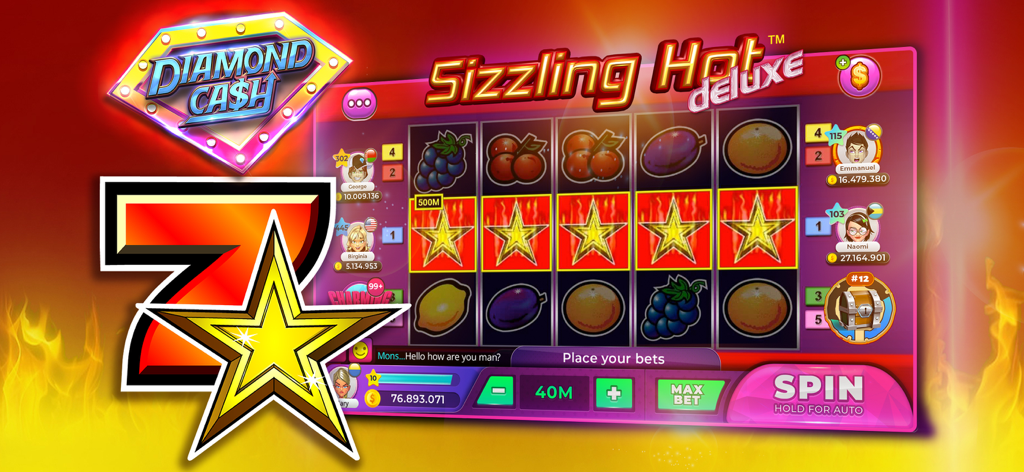 Jugabilidad de la máquina tragamonedas Sizzling Hot deluxe en Diamond Cash Slots
