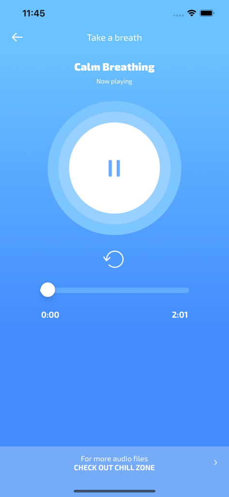 MindShift CBT - Anxiety Relief - MindShift CBT app interface showing a calm breathing audio exercise player