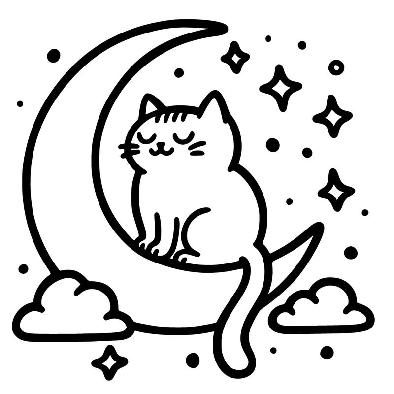 simple cat on a moon