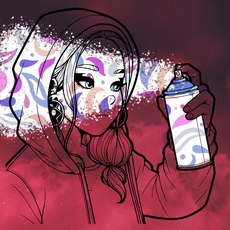 a realistic girl, spray painting