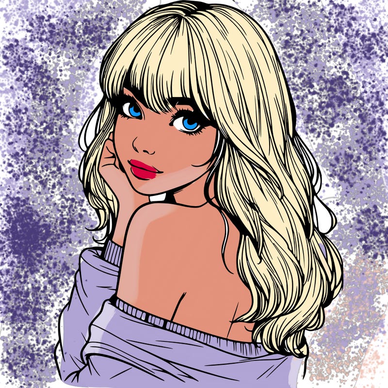 realistic girl with bangs looking over her shoulder