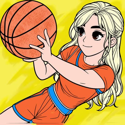 realistic girl playing basketball
