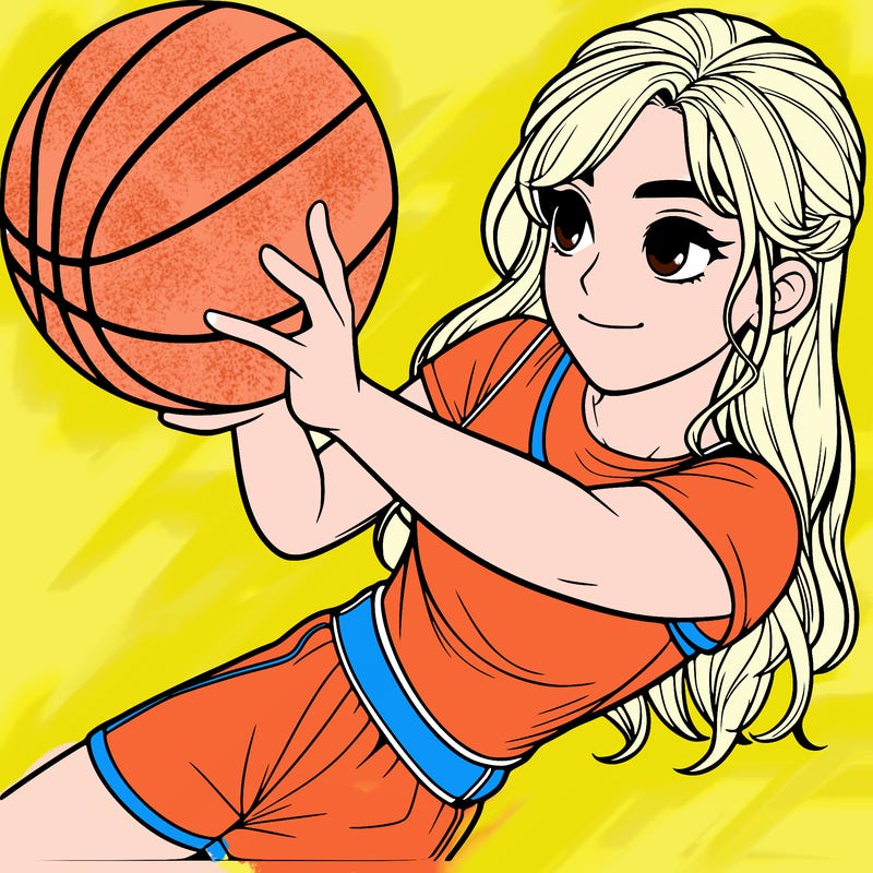 realistic girl playing basketball