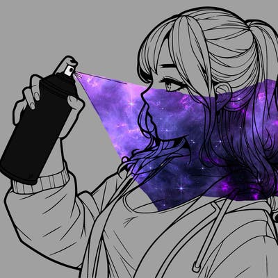 a realistic girl spray, painting