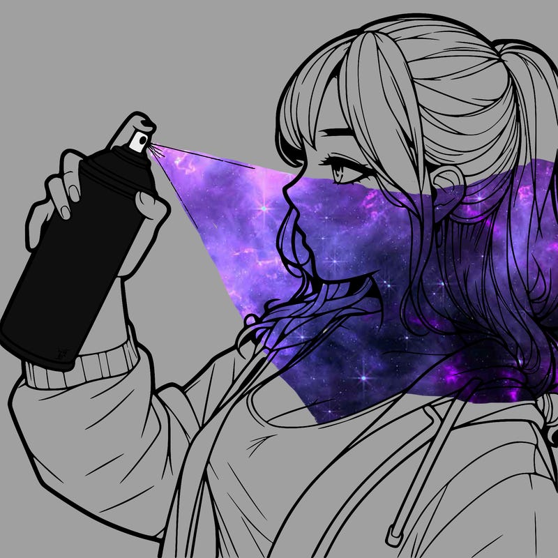 a realistic girl spray, painting