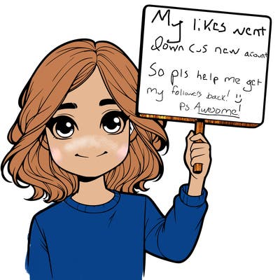 realistic girl holding up a sign
