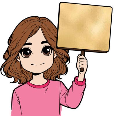 realistic girl holding up a sign
