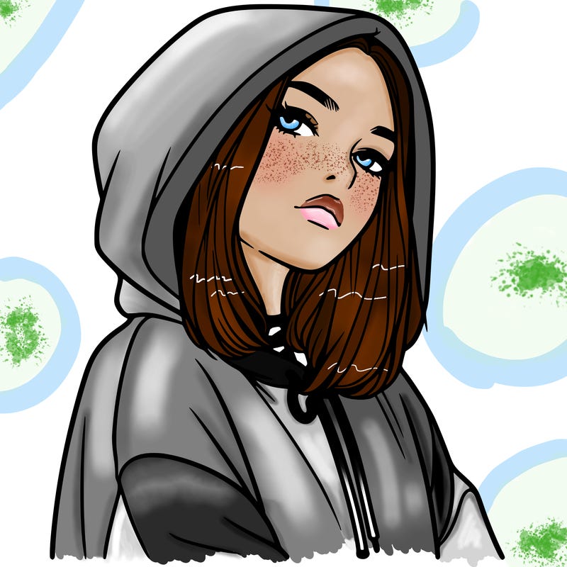 a realistic girl in a hoodie