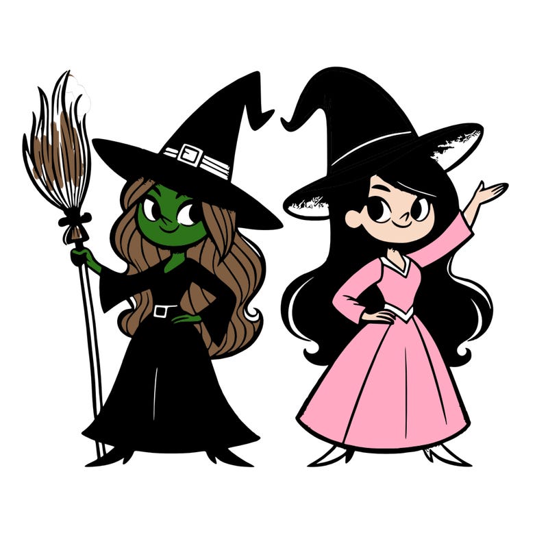 elfaba the wicked witch of the west and glinda the good witch of the north from wicked