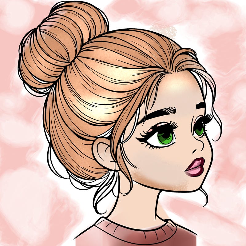 realistic girl with bun