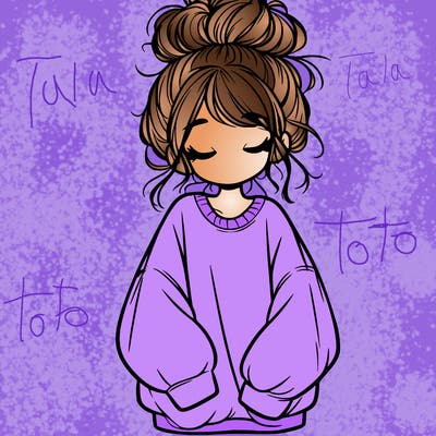 girl with baggy sweatshirt and messy bun