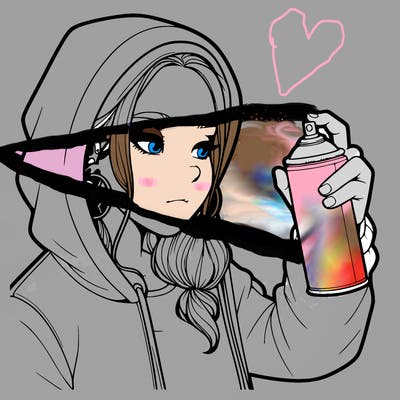 a realistic girl, spray painting