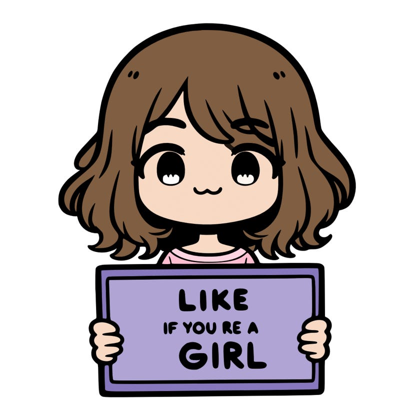 a cute girl holding a sign that says like if you’re a girl