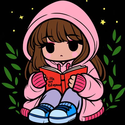 girl in oversized hoodie reading a book