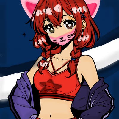 anime girl wearing crop top