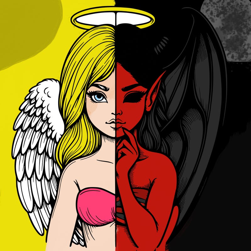 realistic angel half demon