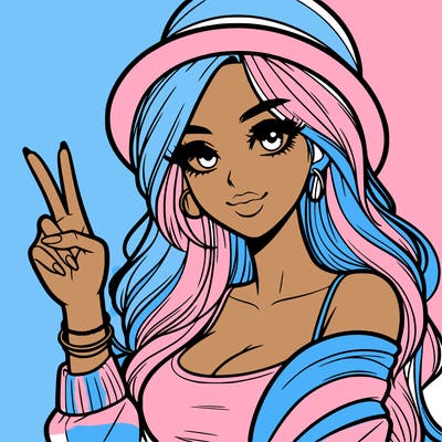 a model holding up the peace sign