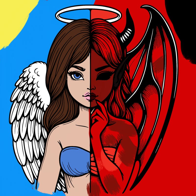 realistic angel half demon