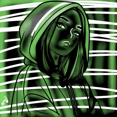 a realistic girl in a hoodie