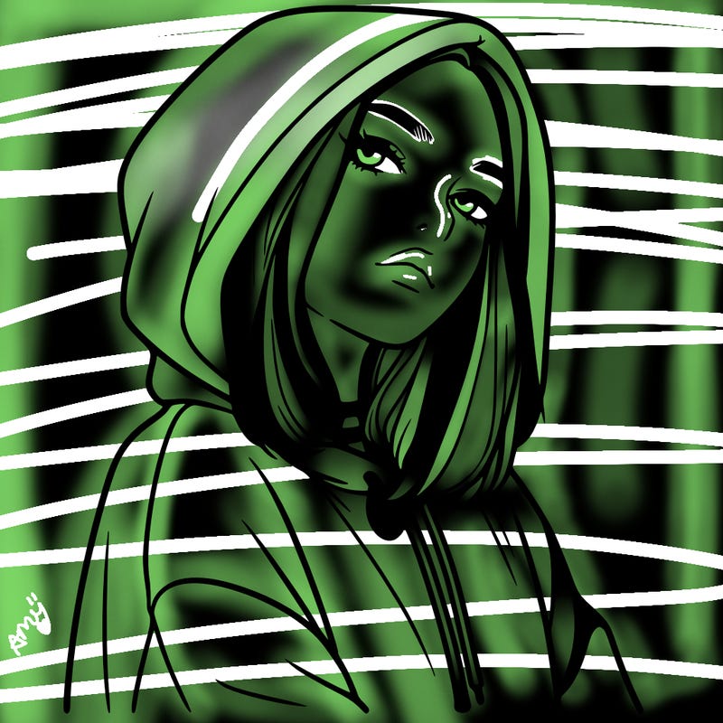 a realistic girl in a hoodie